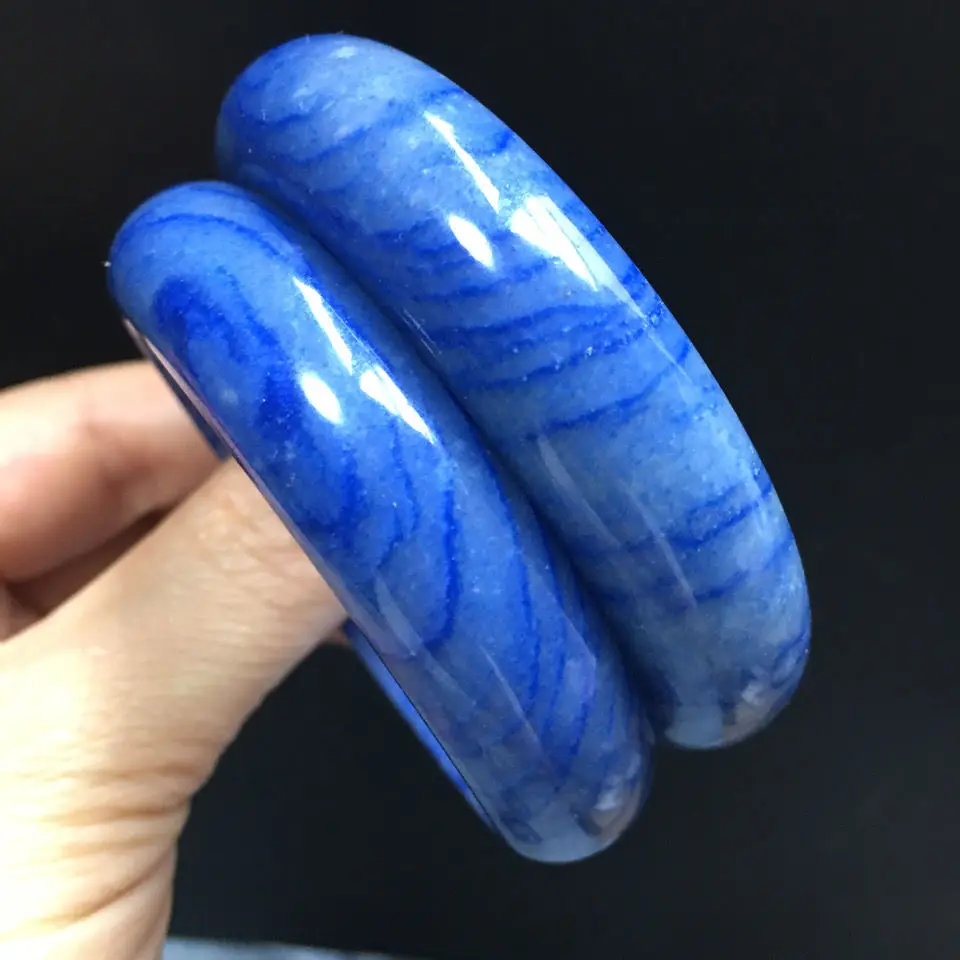Jewelry High Quality Natural Blue Line Stone Bracelet Aventurine Jade Female Ice Type Fashion All-match Gift Accessory Bangles