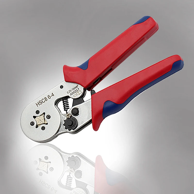HSC8 6-4 0.25-10mm2 23-10AWG Tang Crimping 1200Pcs Terminal untuk Tabung Jarum Tipe Terminal Crimp self-Adjusting Tool