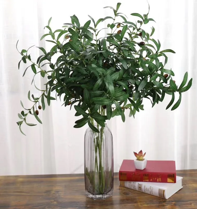 130cm Artificial Branch Olive Leaf Olive Fruit Olive Branch for Floral   Bouquets Wedding Holiday Greenery Decor