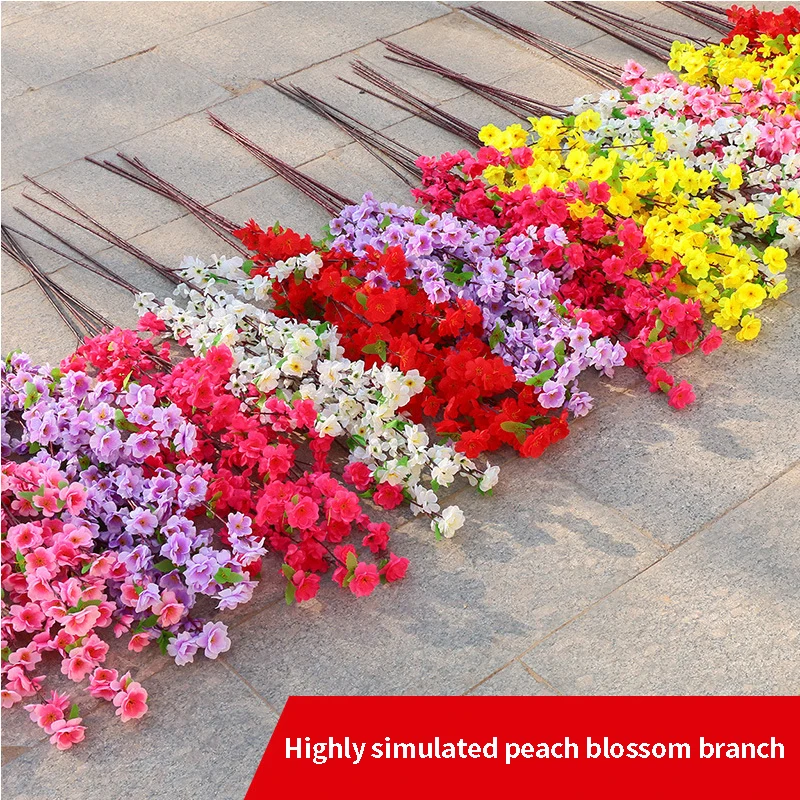 65CM / 125CM Silk Flower Artificial Cherry Spring Plum Peach Blossom Branch Home Dining Room DIY Wedding Decoration Flower