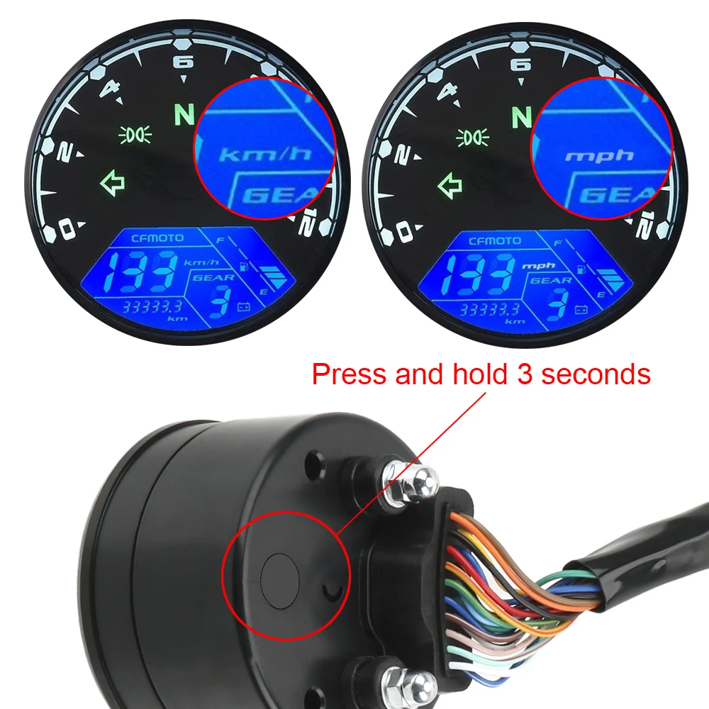 12V Motorcycle Speedometer Tachometer Fuel Meter Dashboard Gauges Dial Odometer LCD Digital Indicator Moto Accessories Universal