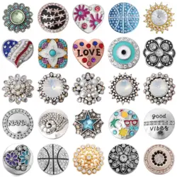 6pcs/lot Metal Snap Button 18mm 20mm Rhienstone Crystal Button Snaps Fit Snap Jewelry DIY Accessories