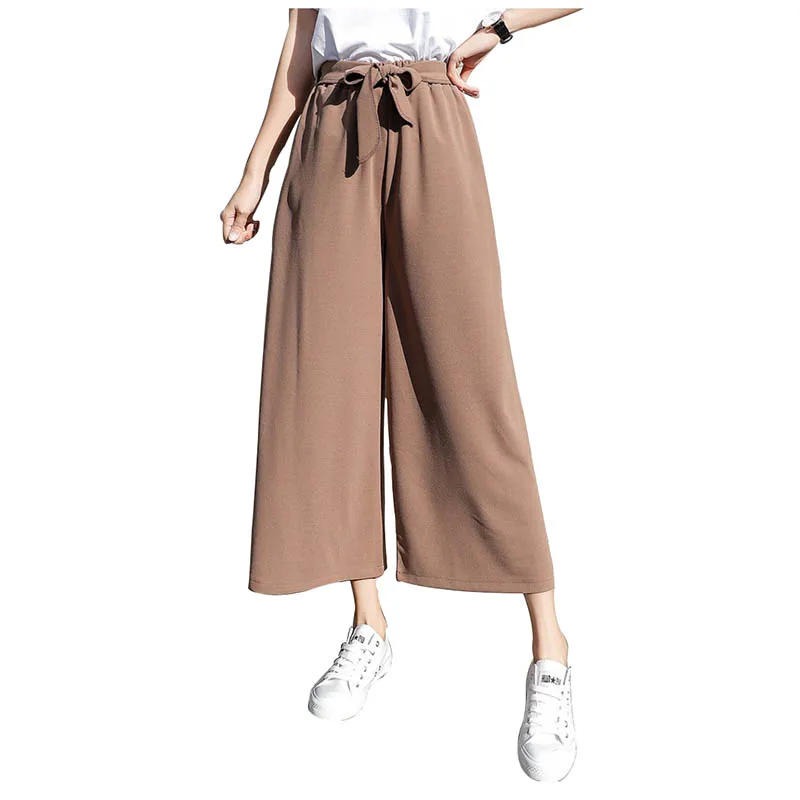 2021 Women Casual Loose Wide Leg Pant Womens Elegant Fashion Preppy Style Trousers Female Pure Color Females New Palazzo Pants