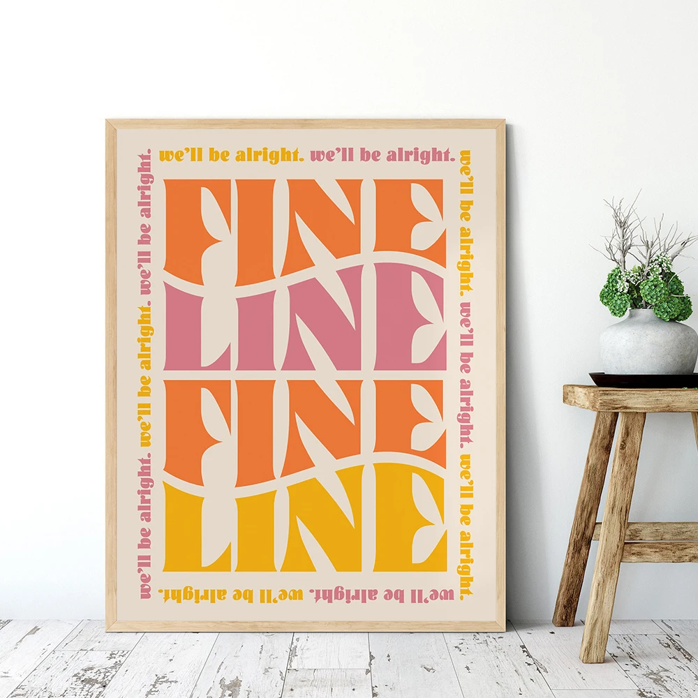 Nordic Retro Poster Fine Line Inspirational Canvas Painting Vintage Lyric Wall Art Print Minimalism Modern Picture Home Decor