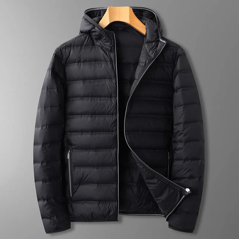 

Men's lightweight down jacket 2024autumn and winter new Fashionable Men's Casual Hooded Thin Down Jacket XL 6XL 7XL 8XL