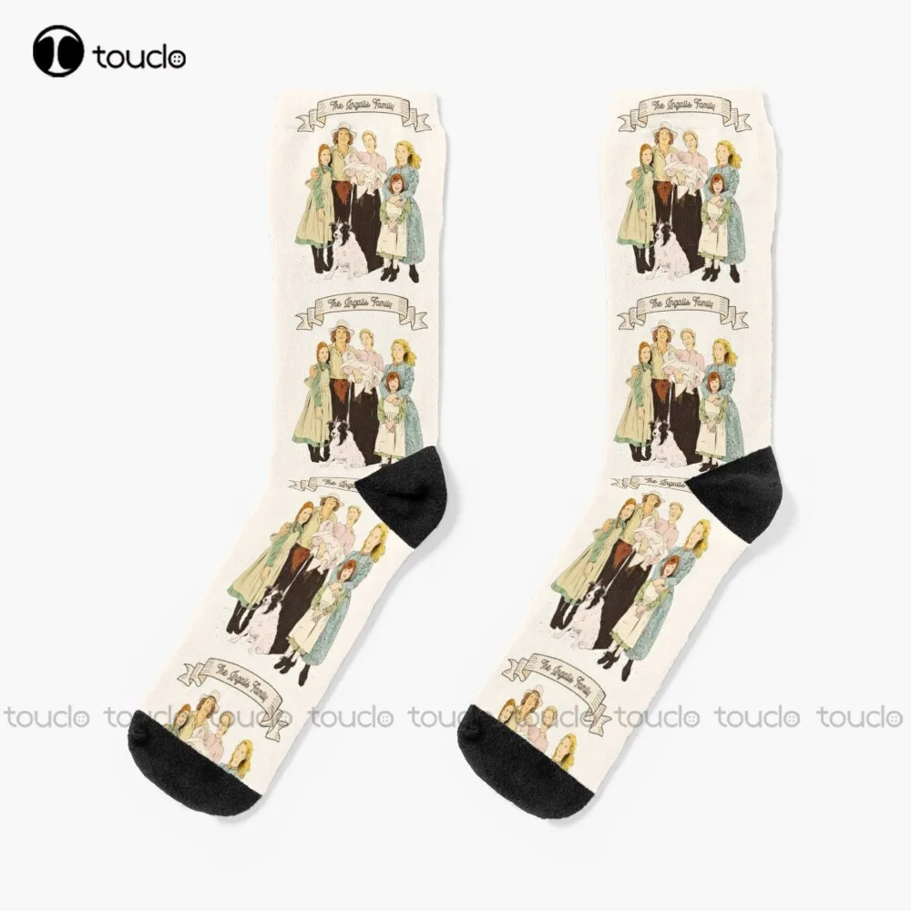 Colorful The Ingalls Family In The Little House On The Prairie Socks Thin Socks Men Personalized Custom 360° Digital Print