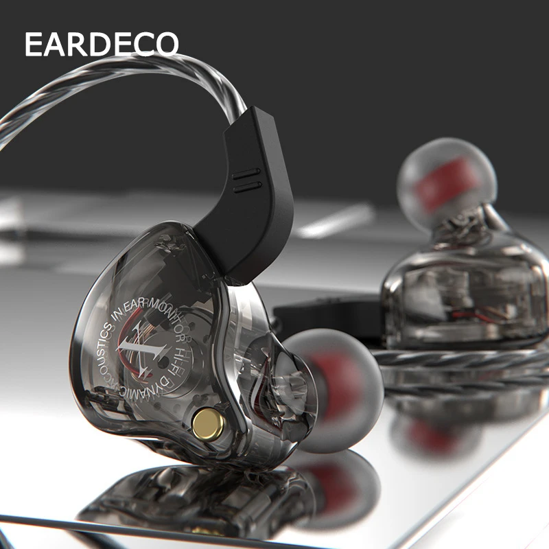 EARDECO Transparent Mobile Wired Headphones Bass for Phone Earphone In Ear Headphone Headset with Mic Earbuds Noise Cancelling