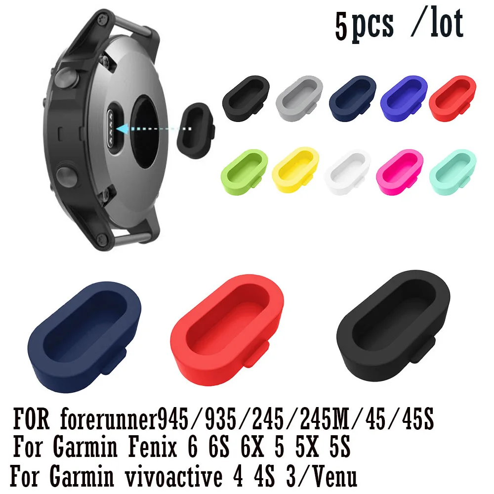 Silicone Dustproof Plug Cover Charger Case for Garmin forerunner 945/935/245/245M/45/45S Fenix 6 6S 6X 5 5X 5S / Vivoactive 3/4