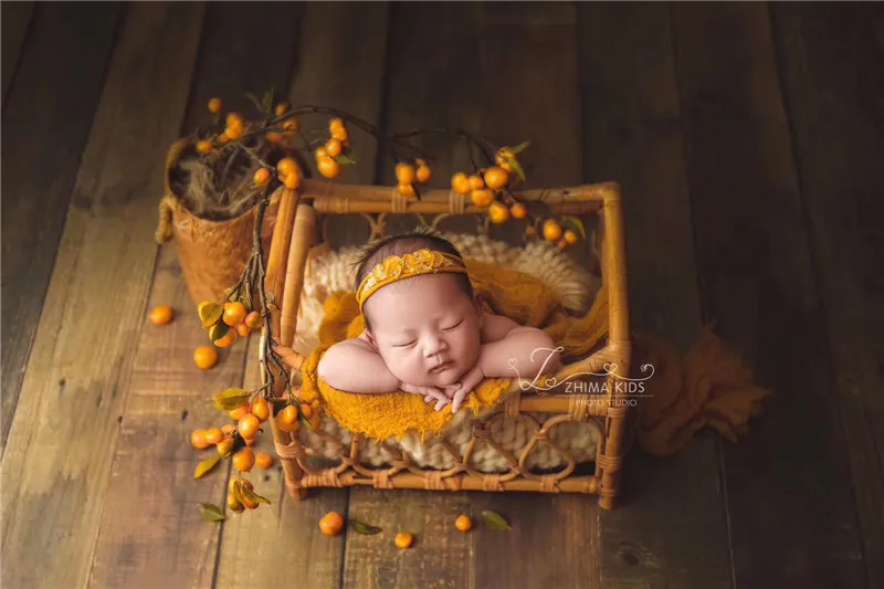 Adereços do bebê do vintage tecido rattan cesta recém-nascidos fotografia adereços cesta posando sofá cama accessoire 100 dias tiro adereços