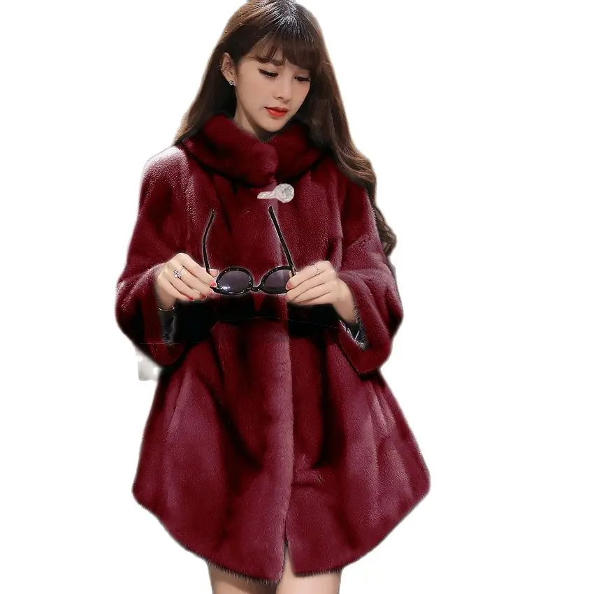 Faux Mink Fur Coat Women Elegant Winter fur jacket Coats 2021 Fashion Winter Long Sleeve OL streetwear Coat chaqueta mujer шубы