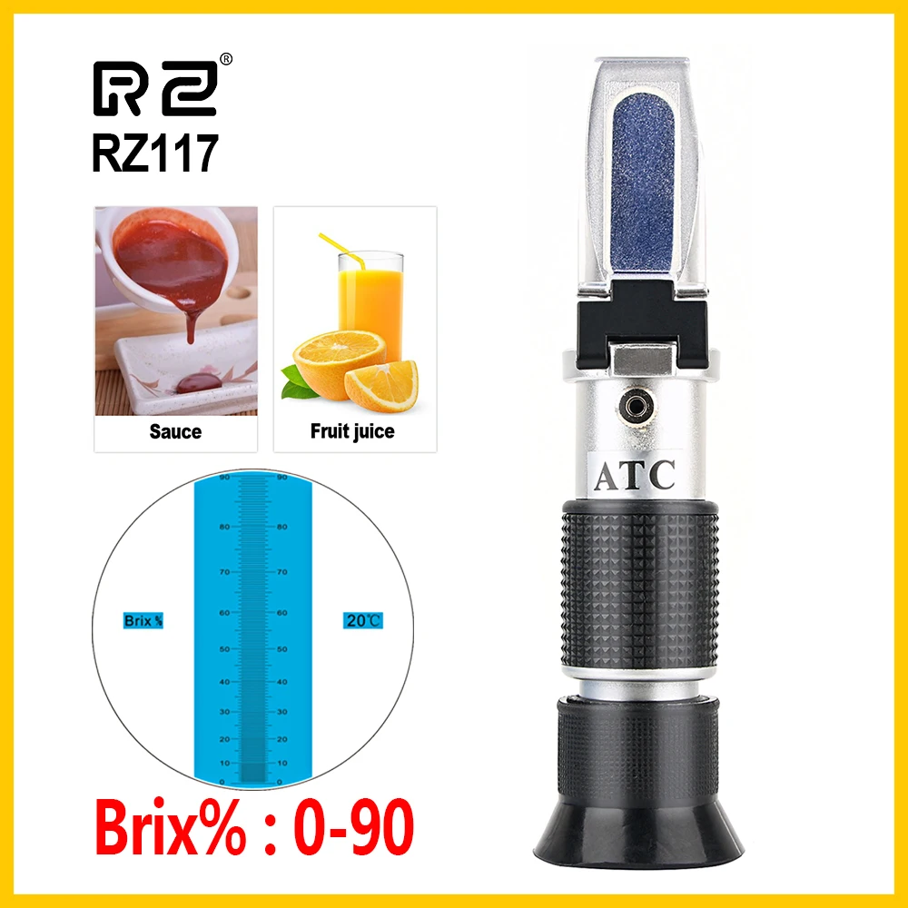 RZ High concentration Brix Refractometer 0~90% Honey Bees Sugar Food Beverages Content Beekeeping RZ117