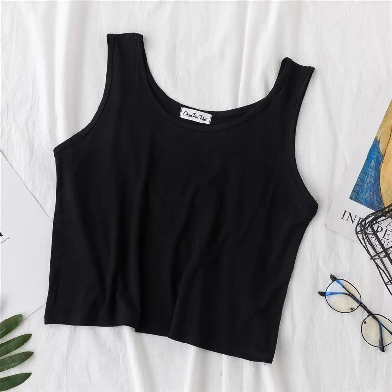 Plus Size 8XL 150KG Summer Crop Top Women Solid Color Sleeveless Tank Tops Female Harajuku Tank Tops Women Large Tops