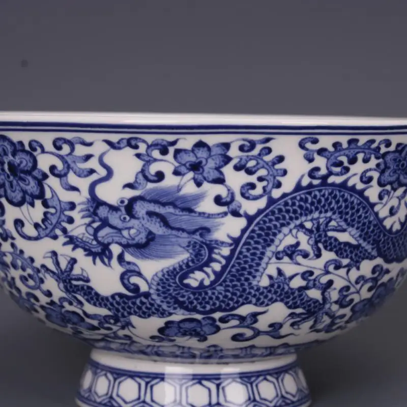Chinese Blue and White Porcelain Dragon Design Bowl 5.2 inch