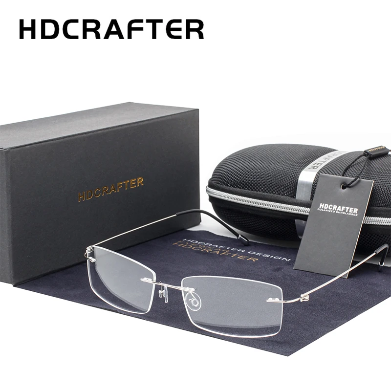 HDCRAFTER Titanium Rimless Glasses Women Prescription Eyeglasses Frame Ultralight Myopia Optical Frameless Korean Eyewear Female