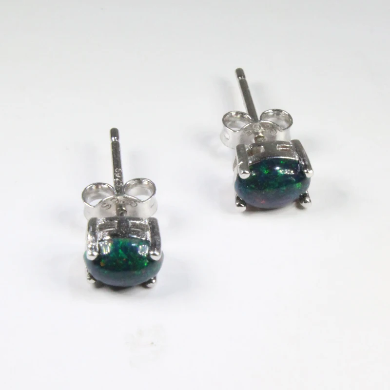 CoLife مجوهرات العقيق الأسود وأقراط 4*6 مللي متر مصبوغ العقيق الأسود أقراط فضة بسيطة 925 فضة أقراط مرصعة بأحجار كريمة