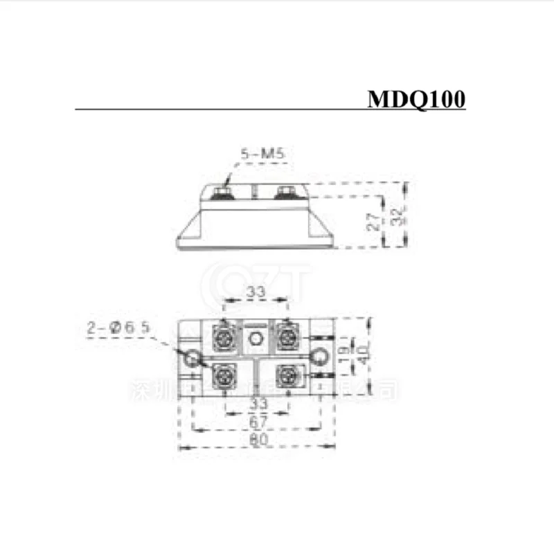 Módulo rectificador de puente de carcasa metálica, diodo monofásico de silicio MDQ100A MDQ 100A Amp 1600V, 1 unidad