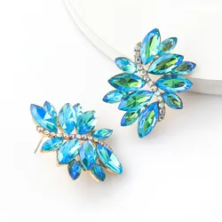 LUBOV Big Geometry Metal Colorful Crystal Stud Earrings High-Quality Fashion Rhinestones Jewelry Accessories For Women Wholesale