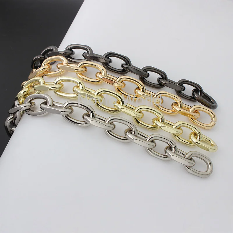 1-5-10 meters 4 colors 4.5mm thick 25*16mm aluminum meterial polished chains for woman handbag purse accessories