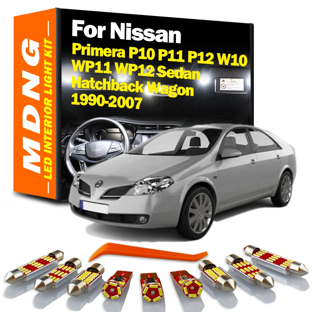 MDNG Canbus LED Interior Map Light Kit dla Nissan Primera P10 P11 P12 W10 WP11 WP12 Sedan Hatchback Wagon 1990-2007 Żarówki LED