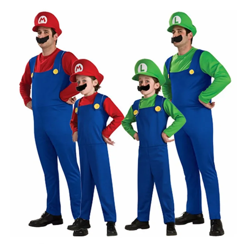 Compleanno Super fratelli Luigi Costume Cosplay bambini Booys Funy Bros idraulico costumi fantasia vestito