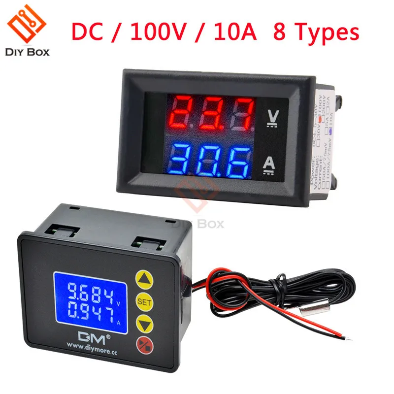 0.56" Inch Mini Digital Voltmeter Ammeter DC 100V 10A Volt Ampere Meter Amperemeter Voltage Tester LED Display Cable Connector