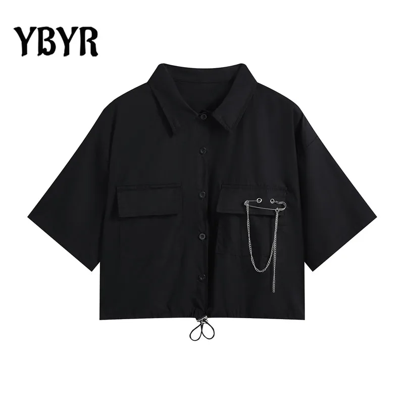 

short style Shirts Women gothic fashion streetwear casual College Teens Basic Crop All-match Elegant Ulzzang Chic Vintage Ins