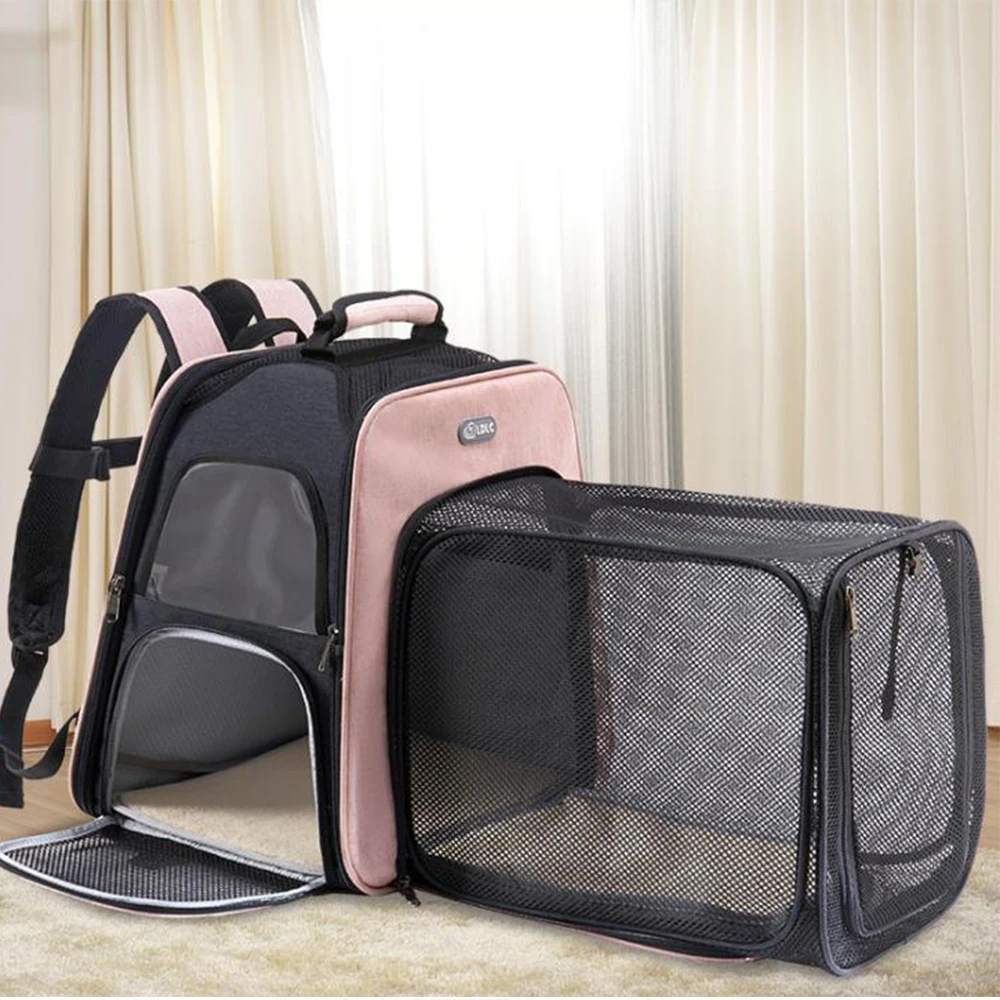 

Pet Carrier Bag Portable Cats Bag Expandable Breathable Mesh For Small Dogs Cats Outgoing Travel Backpack Pets Carry Supplies