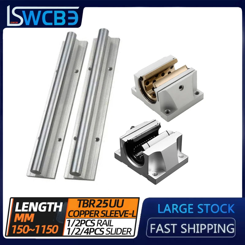 

Lengthen TBR Box-type Linear Guide Rail TBR25 Length 150-1150mm And TBR25UU Flange Copper Sleeve Slider Block CNC Parts