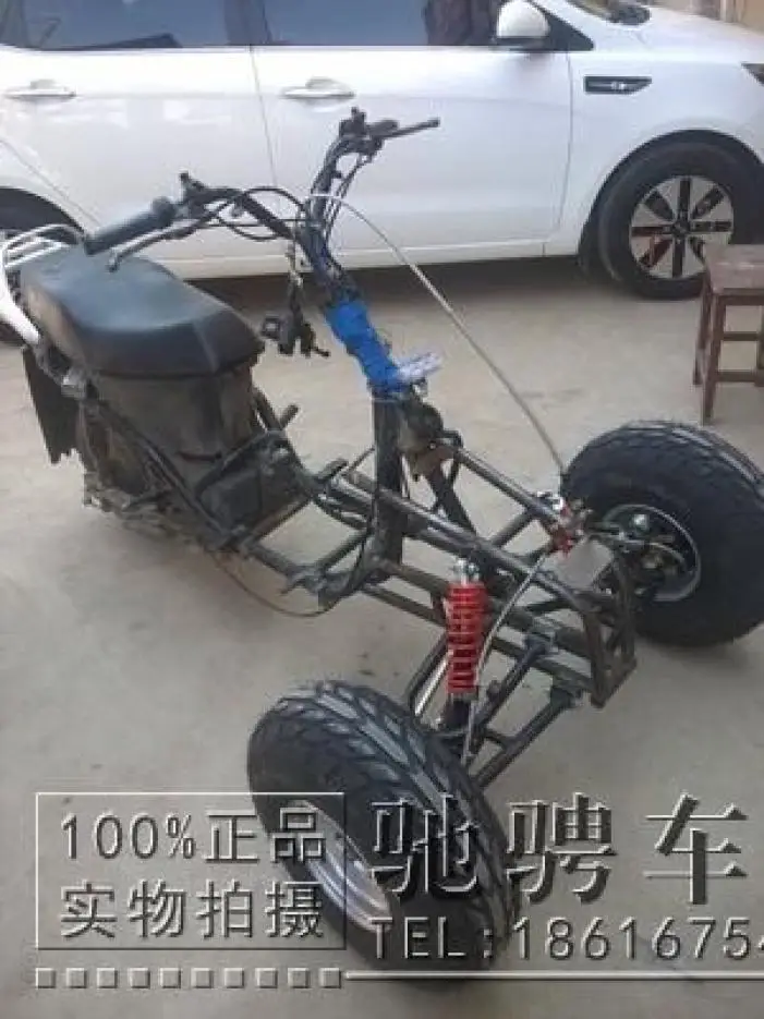 Homemade four-wheel kart adapted to pour radial suspension assembly to three rounds of beach front brake kit