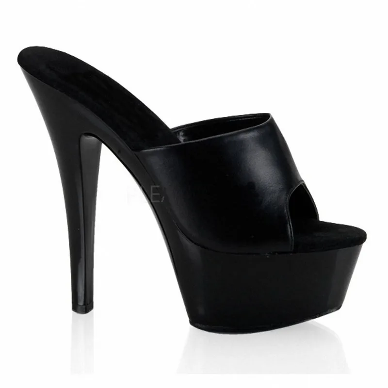 Sexy Women Strippers 15cm High-Heeled Sandals Fashion Shoes Black Patent 6 Inch High Heel Platform Stiletto Sandals