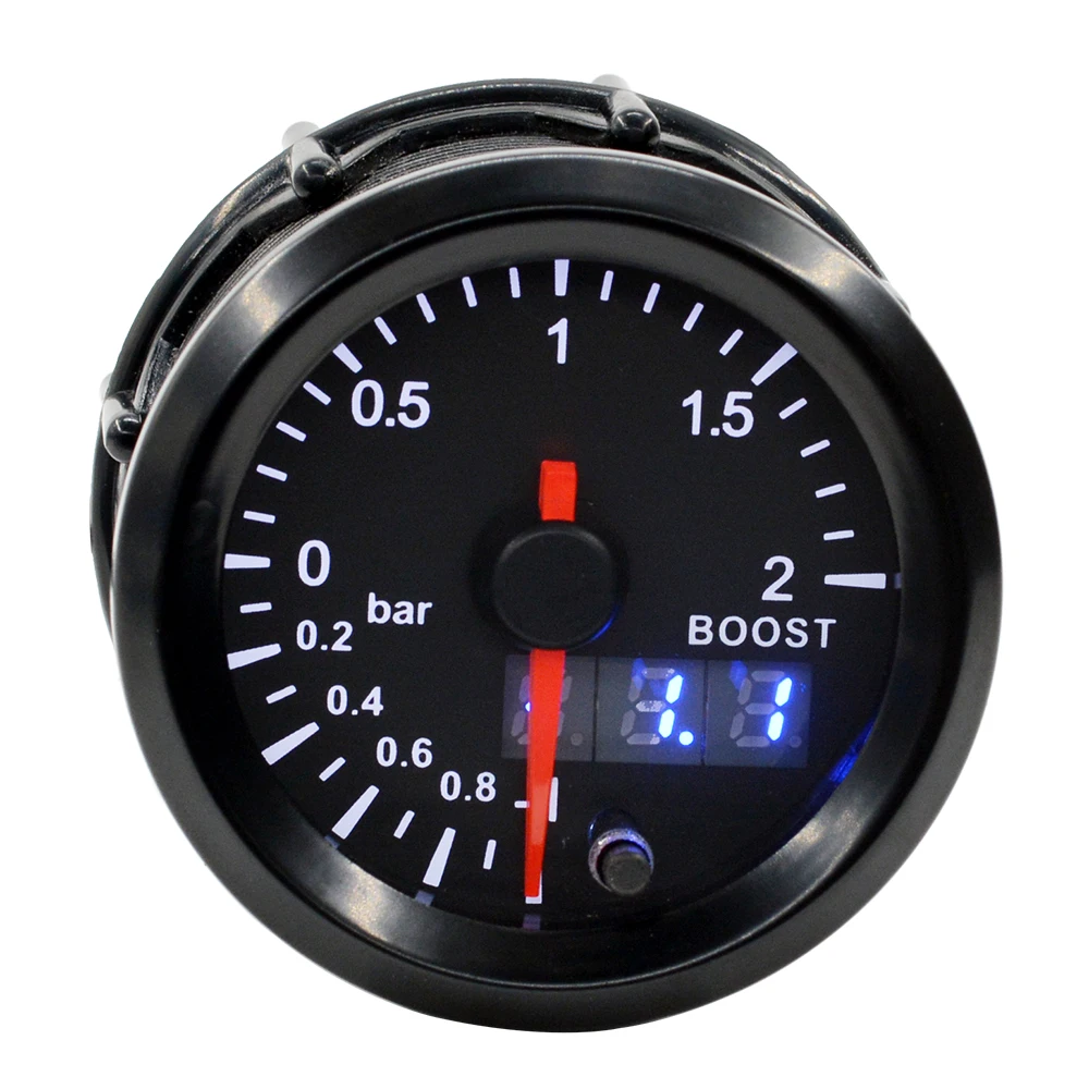 52mm High Speed Stepper Motor 7 Colors Light Dual Display Racing Car Turbine Boost Gauge -1~2 Bar Meter Instrument