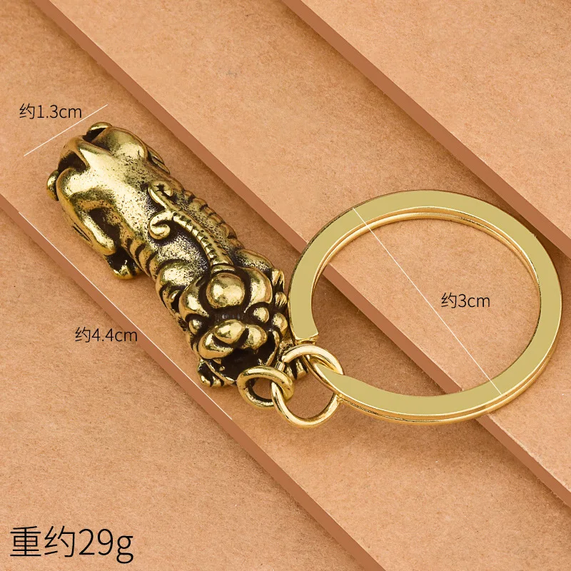 Brave Troops Brass Car KeyChain Pendant Jewelry Vintage Chinese Style Handmade Woven Rope Keychain Lanyard Keyring Crafts K4558