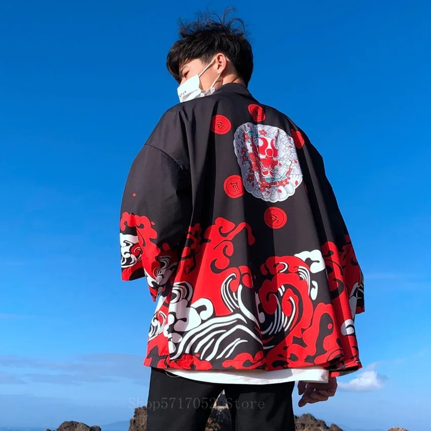 

Men Japanese Traditional Kimono Thin Loose Casual Cardigan Unisex Harajuku Fashion Streetwear Samurai Costume Asian Clothes