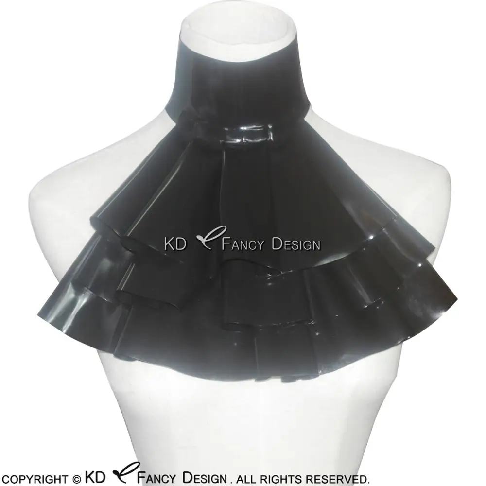 

Black Sexy Latex Jabot With Frills Rubber Collar For Cosplay JC-0001
