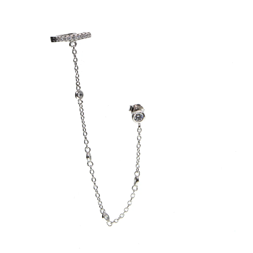 Korean Version 925 silver Jewelry Tassel Earrings Fashion Retro Long chain Earrings Chain Metal cuff Earrings
