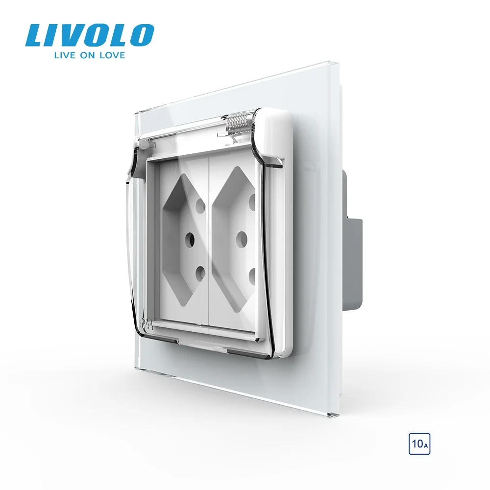 Livolo Power Wall Socket,Double Switzerland OutletsAC110~250V 10A with the Waterproof Cover for Embedded