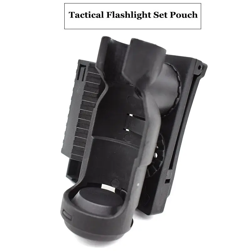 Tactical Flashlight Cover 360 Degrees Rotation Light Holder Pouch with Battery Box Case For Duty Belt