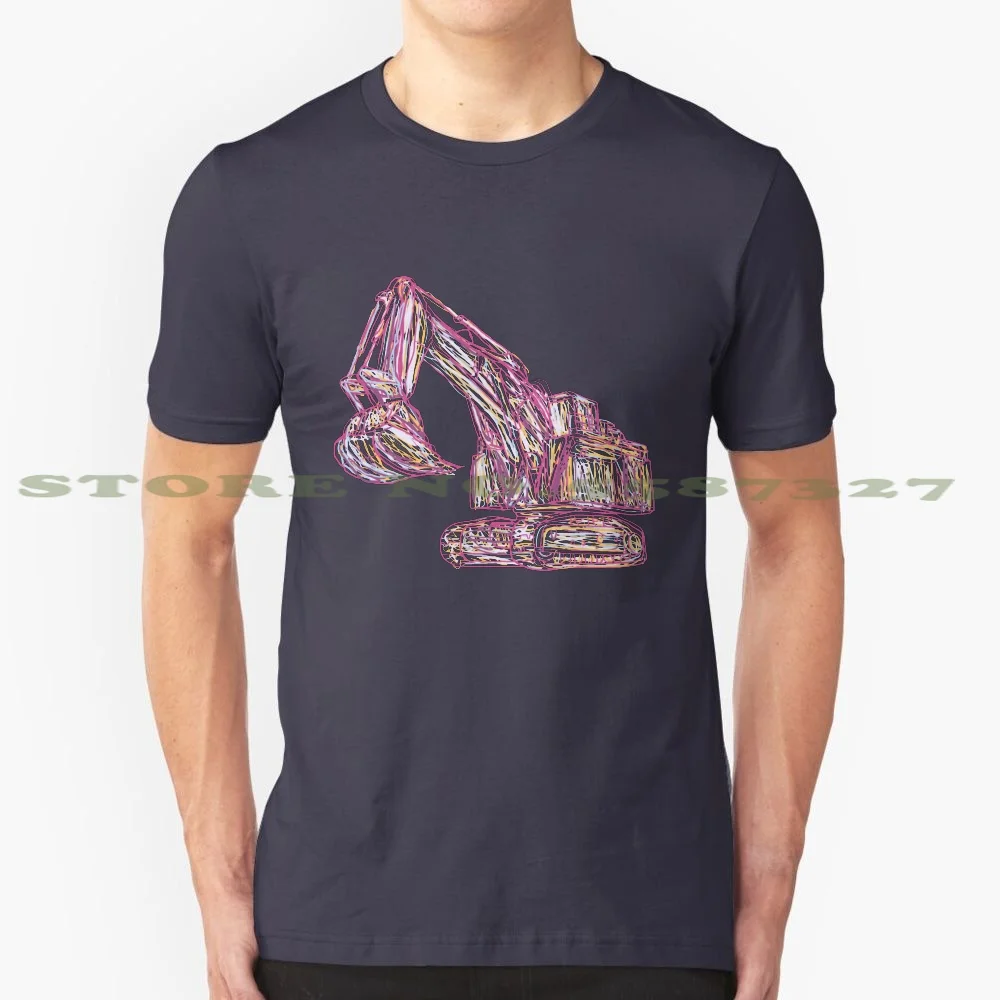 Excavator Abstract 100% Cotton T-Shirt Digger Tractor Power Shovel Construction Vehicle Excavation Vector Heavy Equipment