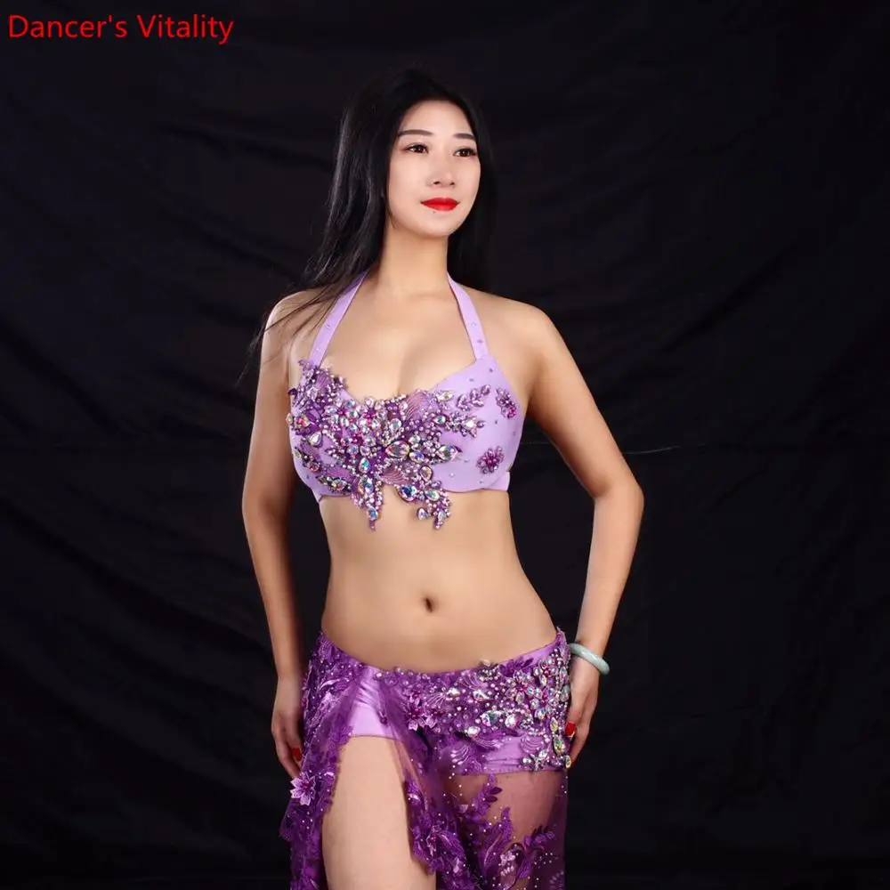 New belly dance performance costume group costume competition lace Skirt Deep Bra Top Long Skirt 2pecies Oriental Dance Suit