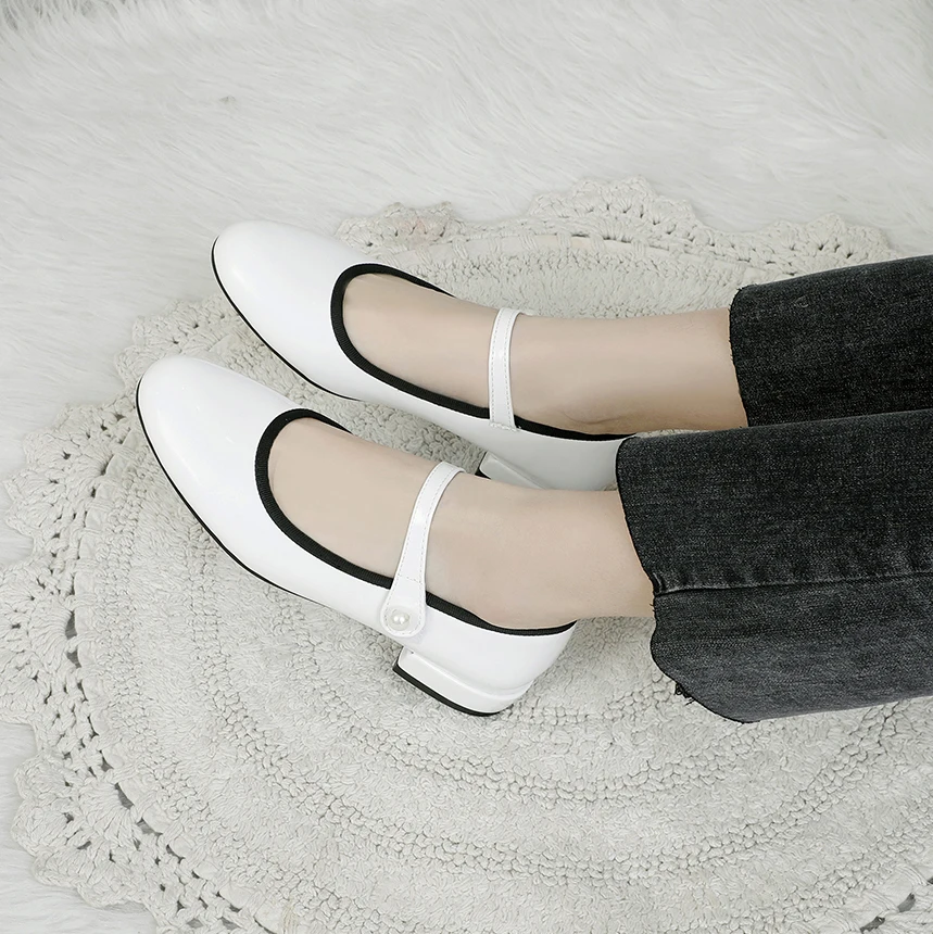 Casual Flat Shoes Women Mary Jane Ladies Shoes Flats Fall Buckle School Shoes Ballerina Flats Footwear Black Big Size 41 42 43