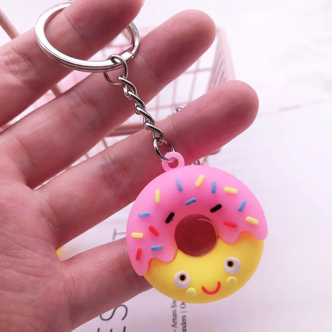 Cartoon Donut Keychain Food Dessert Children Keychain Schoolbag Backpack Key Chain Doll Pendant Jewelry Accessories