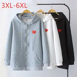 New Ladies Autumn Winter Plus Size Hoodie For Women Large Long Sleeve Cotton Gray Pocket Sweatshirt Zipper Coat 3XL 4XL 5XL 6XL