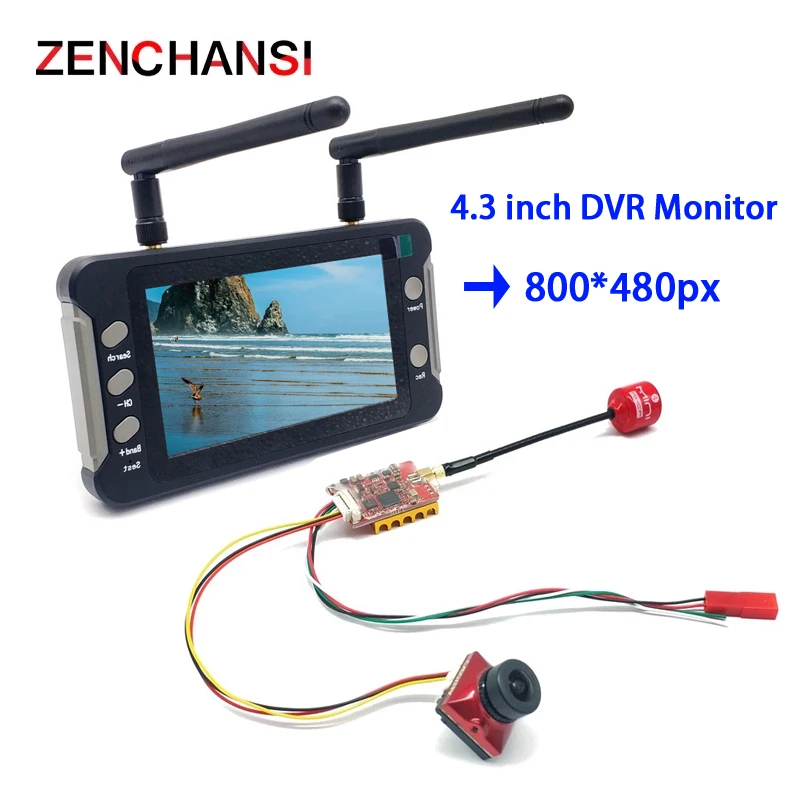 

FYS 5.8G FPV Monitor with DVR 40CH 4.3 Inch LCD Display with 800mW transmitter 2.1mm Caddx Ratel 2 1200TVL FPV Starlight Camera