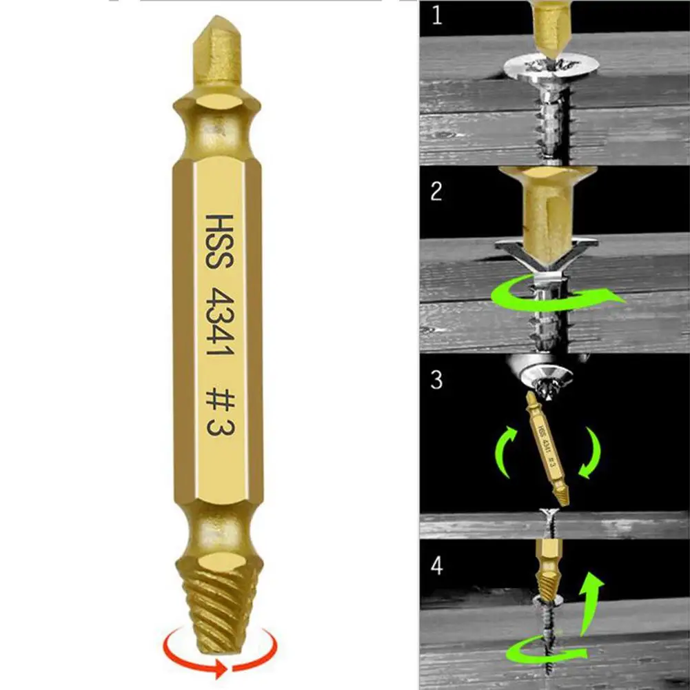 5 قطعة المسمار التالفة النازع مثقاب الخشب مزدوجة الجانب الحفر خارج كسر مسمار مزلاج النازع طقم أدوات إخراج بسهولة