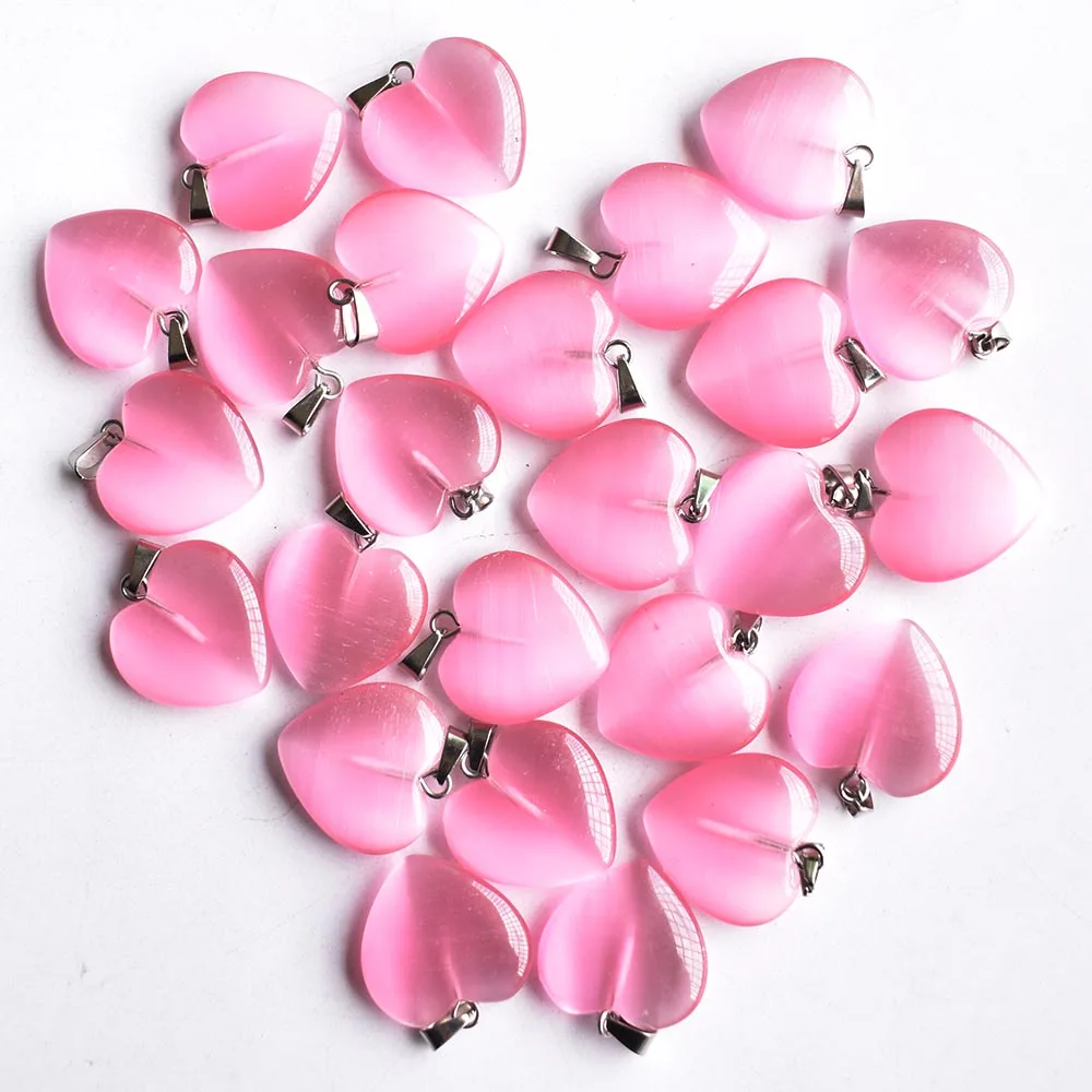 Wholesale Fashion good quality cat\'s eye stone pink heart shape pendants 20mm for DIY jewelry making free shipping