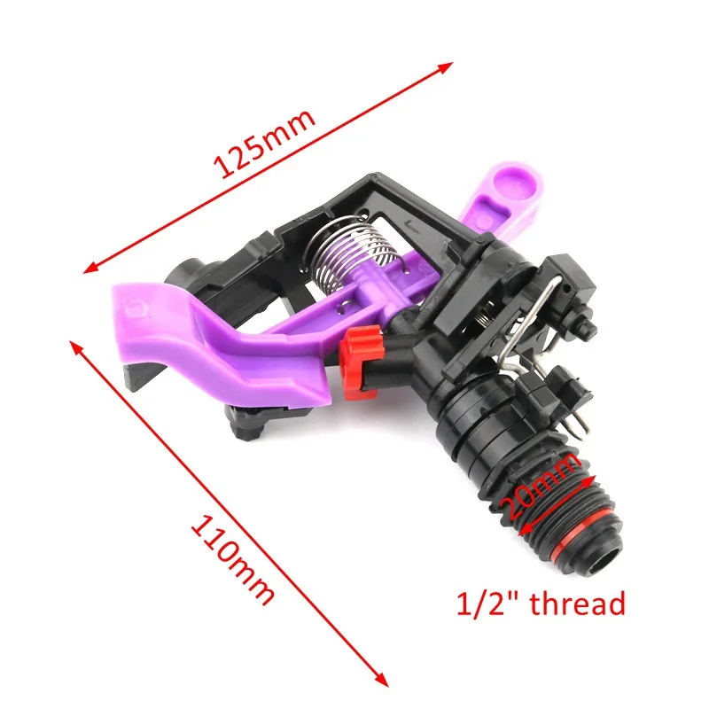 1/2'' Male Thread 360 Degree Adjustable Rotating Spray Impact Impulse Sprinkler Farm Garden Lawn Grass Irrigation Tools