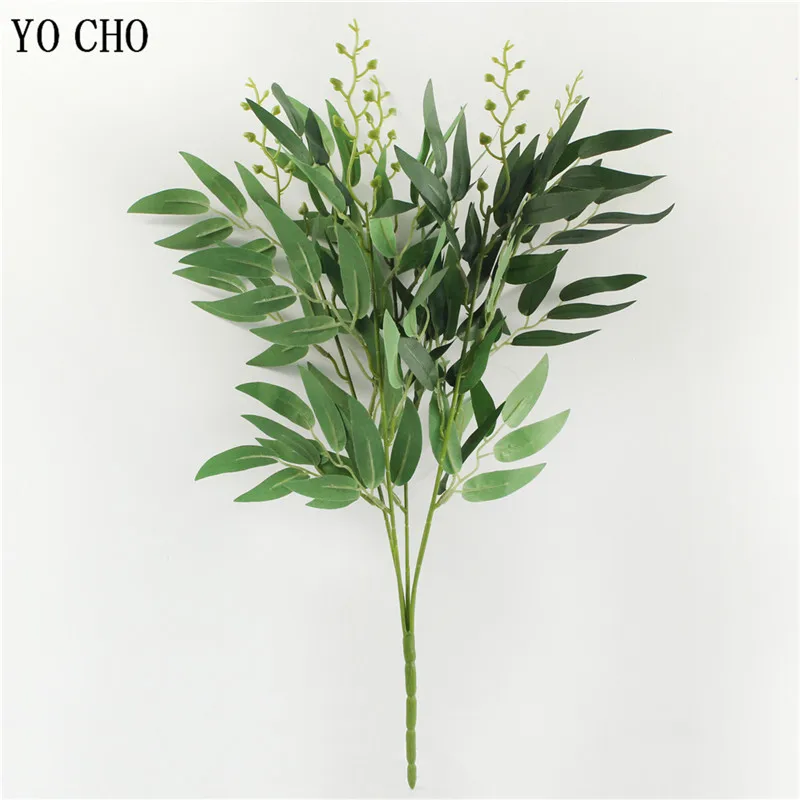 Artificial White Plant Wedding Decoration Flower Silk Flower for Home Party Ceiling Wreath Decor Willow Leaf Green Grass Plant