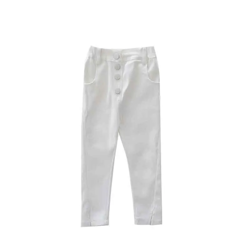 2024 Spring Autumn Girls Fashion High Waist Pant with Buttons Baby Kids Children Trousers