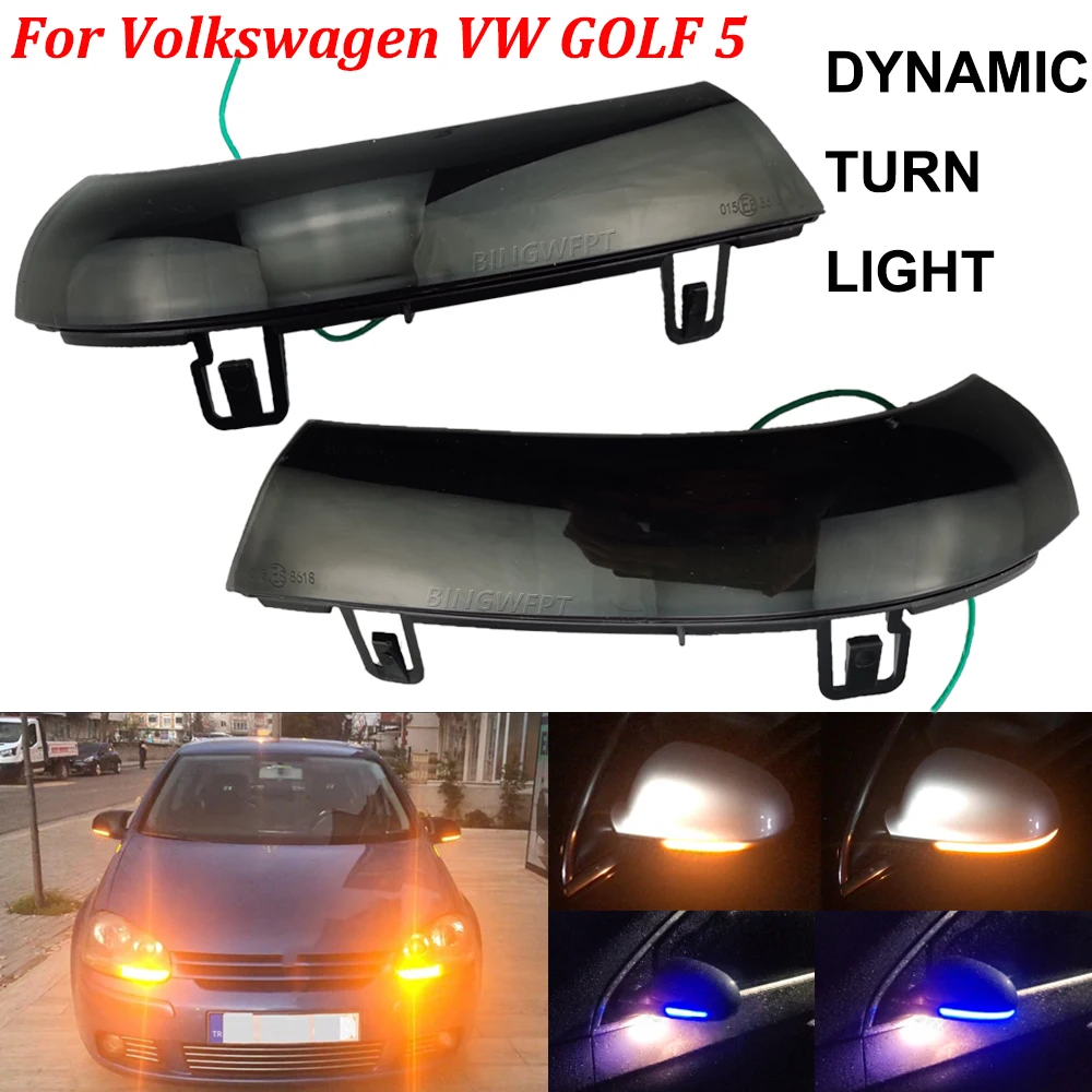 BINGWFPT 2003 MK5 5 2008, untuk VW Golf 5 / 6 Plus 2005-2013 indikator cermin sayap samping lampu sein LED dinamis