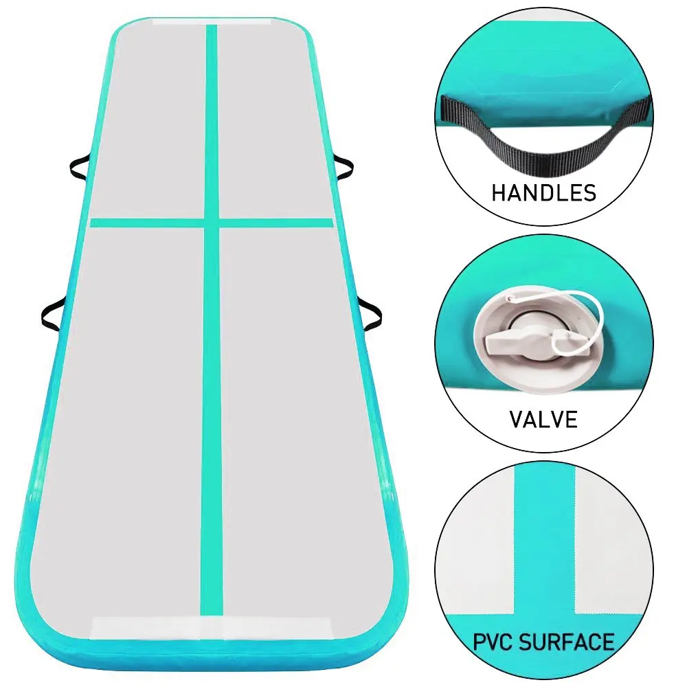 Tapete de ginástica inflável cor verde menta para líder de torcida 3m/4m/5m esteiras de pista de ar com bomba uso doméstico piso de ar material dwf